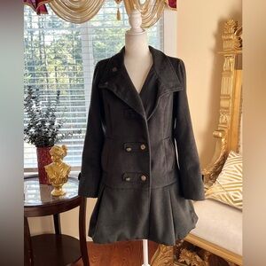 Women's Black Double-Breasted Coat